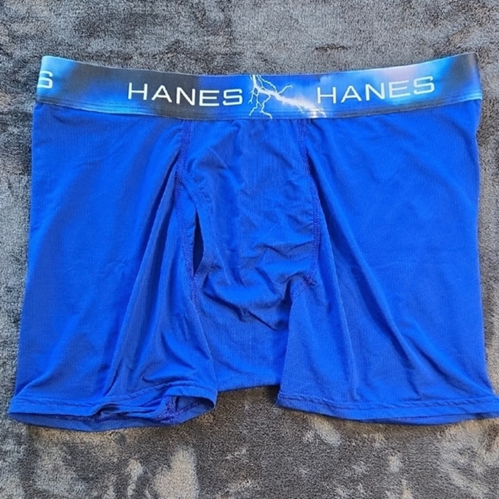 Hanes Blue Boxer Briefs with Elastic Waistband